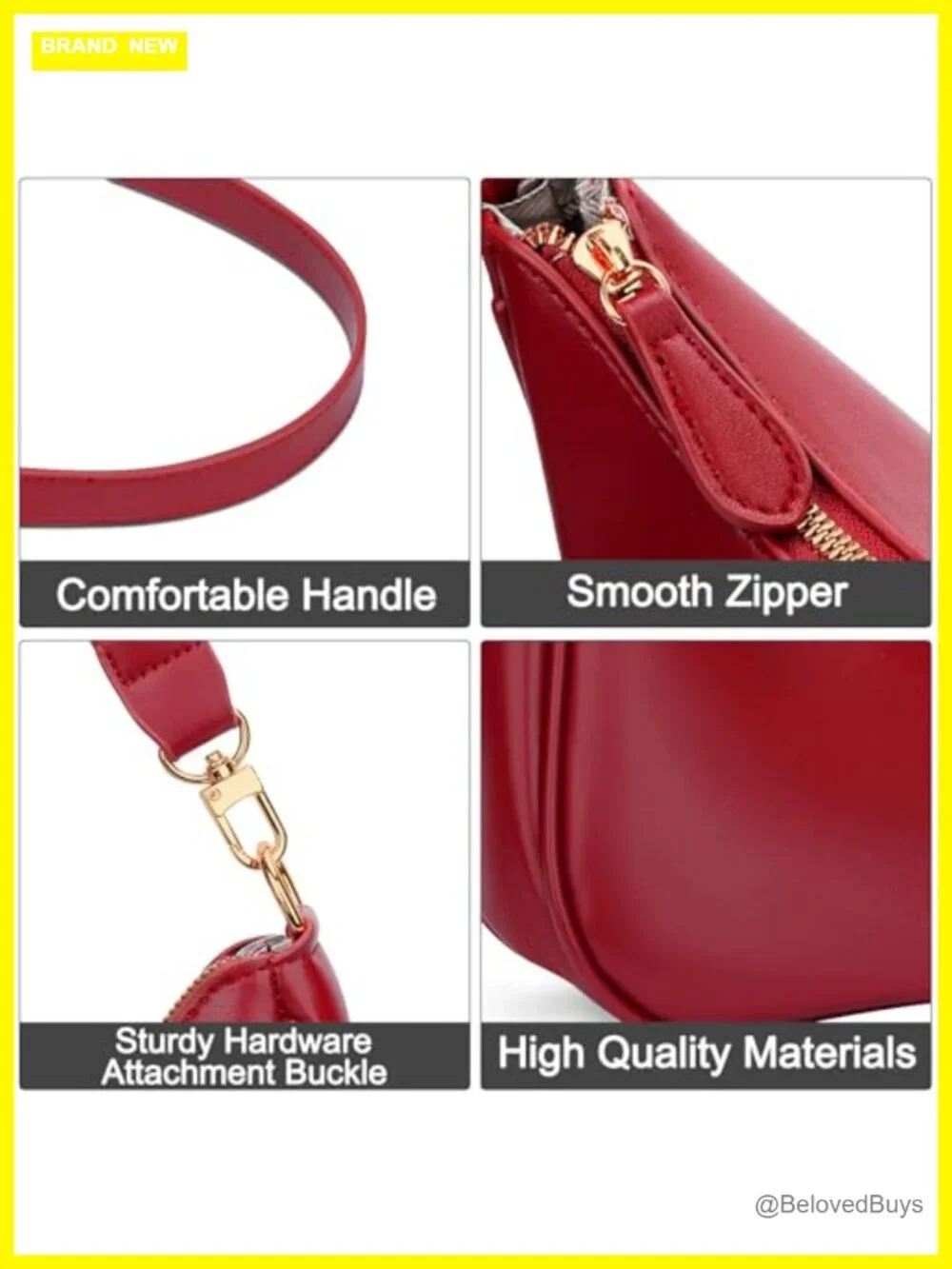 PU Leather Hobo Shoulder Bag with Chain Strap - Cute Retro Handbag